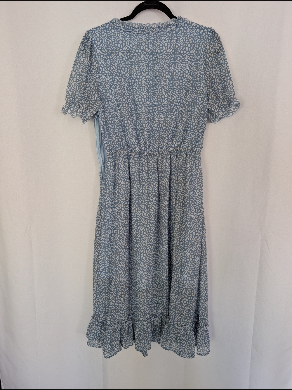 Light Blue Floral Chiffon Ruffle Midi Dress - Picture 4 of 4
